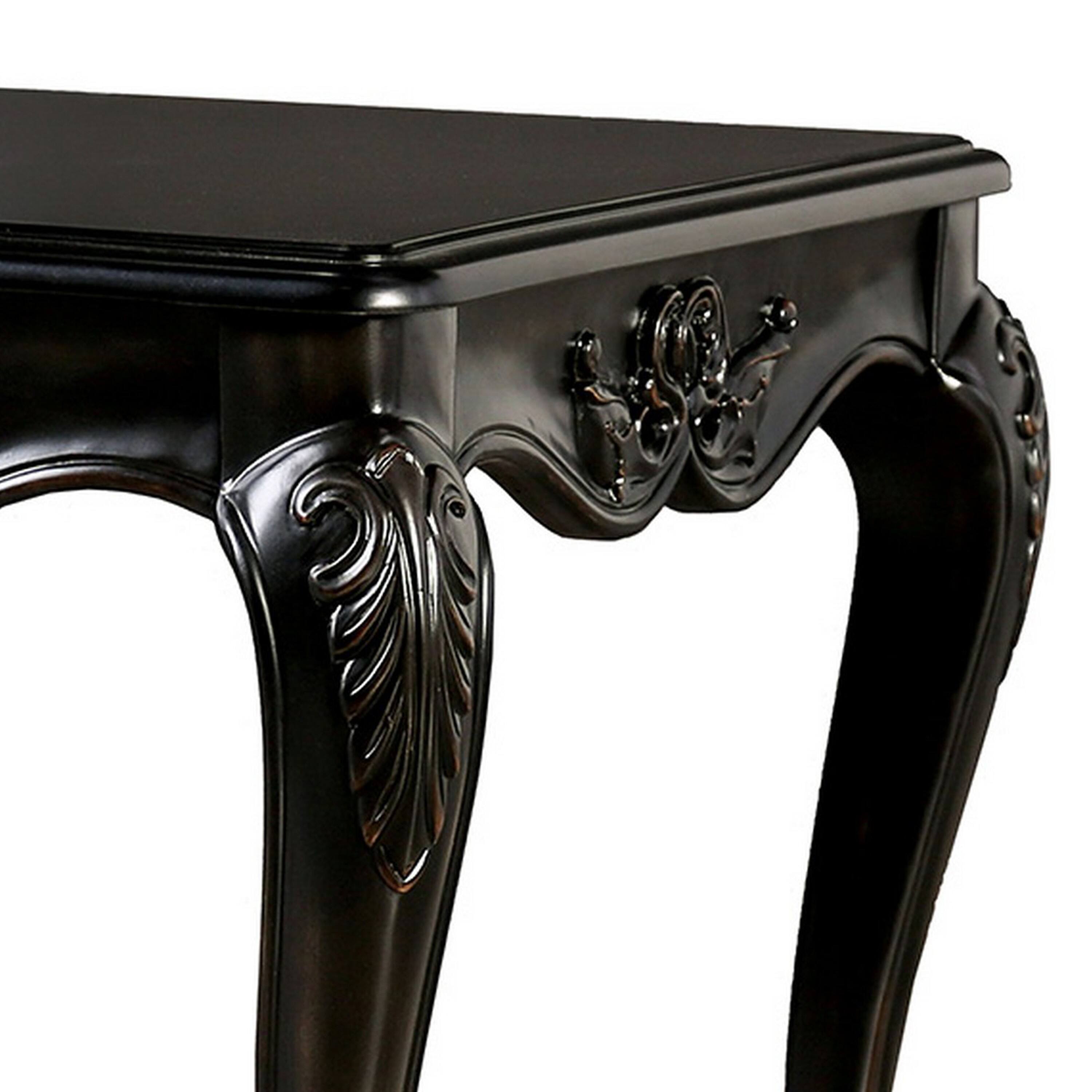 Alt View 2. Manhattan Lane - Roche Side End Table, 29 Inch, Classic Cabriole Legs, Dark Brown Solid Wood - Espresso Brown.