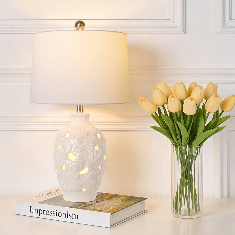 Front. partphoner - Modern Ceramic Table Lamp - White.