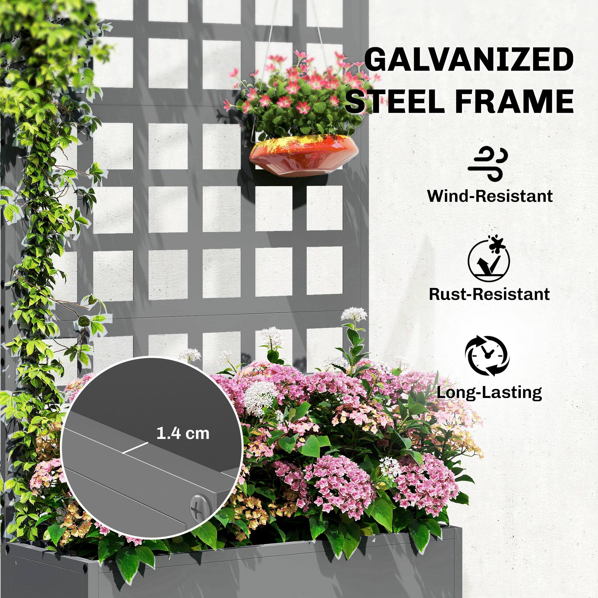GALVANIZED STEEL FRAME  
Wind-Resistant  
Rust-Resistant  
Long-Lasting  
1.4 cm