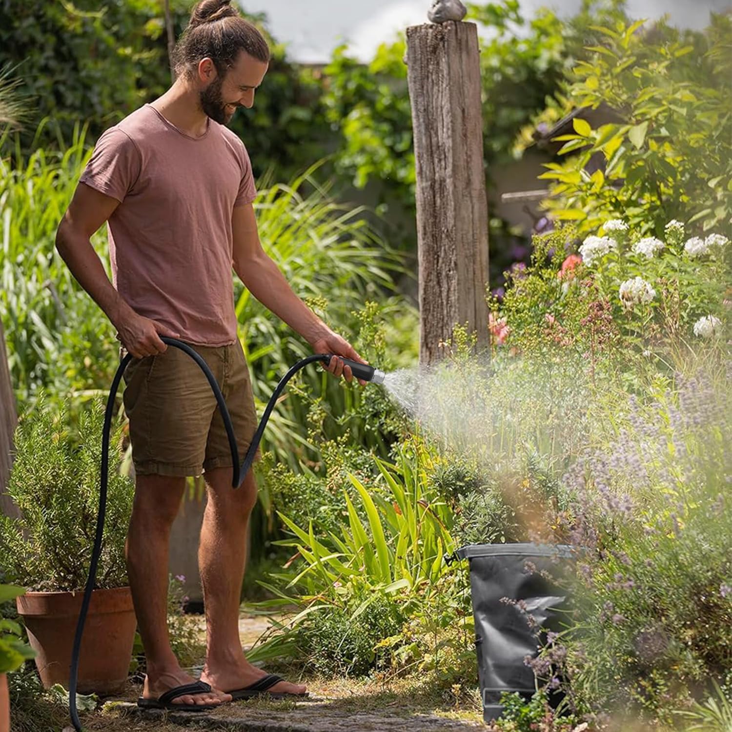 Alt View 4. JETRANSPORT - Garden Hose  Lightweight Ultra Flexible Durable Kink-free Rv Marine And Camper (100 Ft) 40° 120° Polyester - Stainless Steel-B hose9.