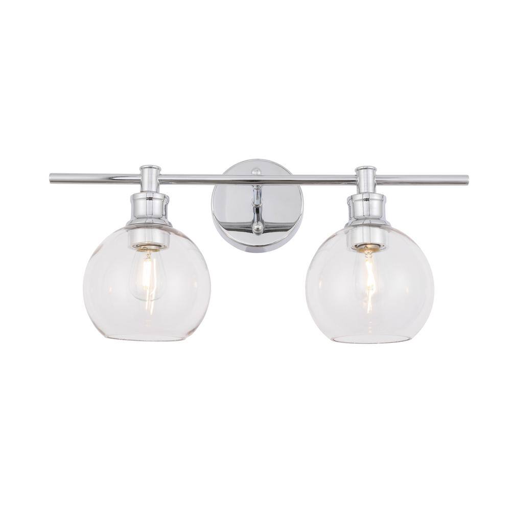 Back. Living District - Collier 2 light Chrome and Clear glass Wall sconce - Chrome And Clear Glass.
