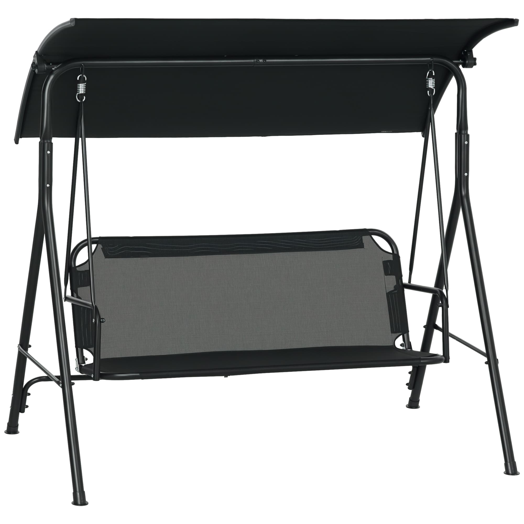 Front. Outsunny - Outsunny 3-Seat Outdoor Patio Swing Chair with Removable Cushion Steel Frame Stand and Adjustable Tilt Canopy for Patio.