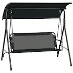 Front. Outsunny - Outsunny 3-Seat Outdoor Patio Swing Chair with Removable Cushion Steel Frame Stand and Adjustable Tilt Canopy for Patio.