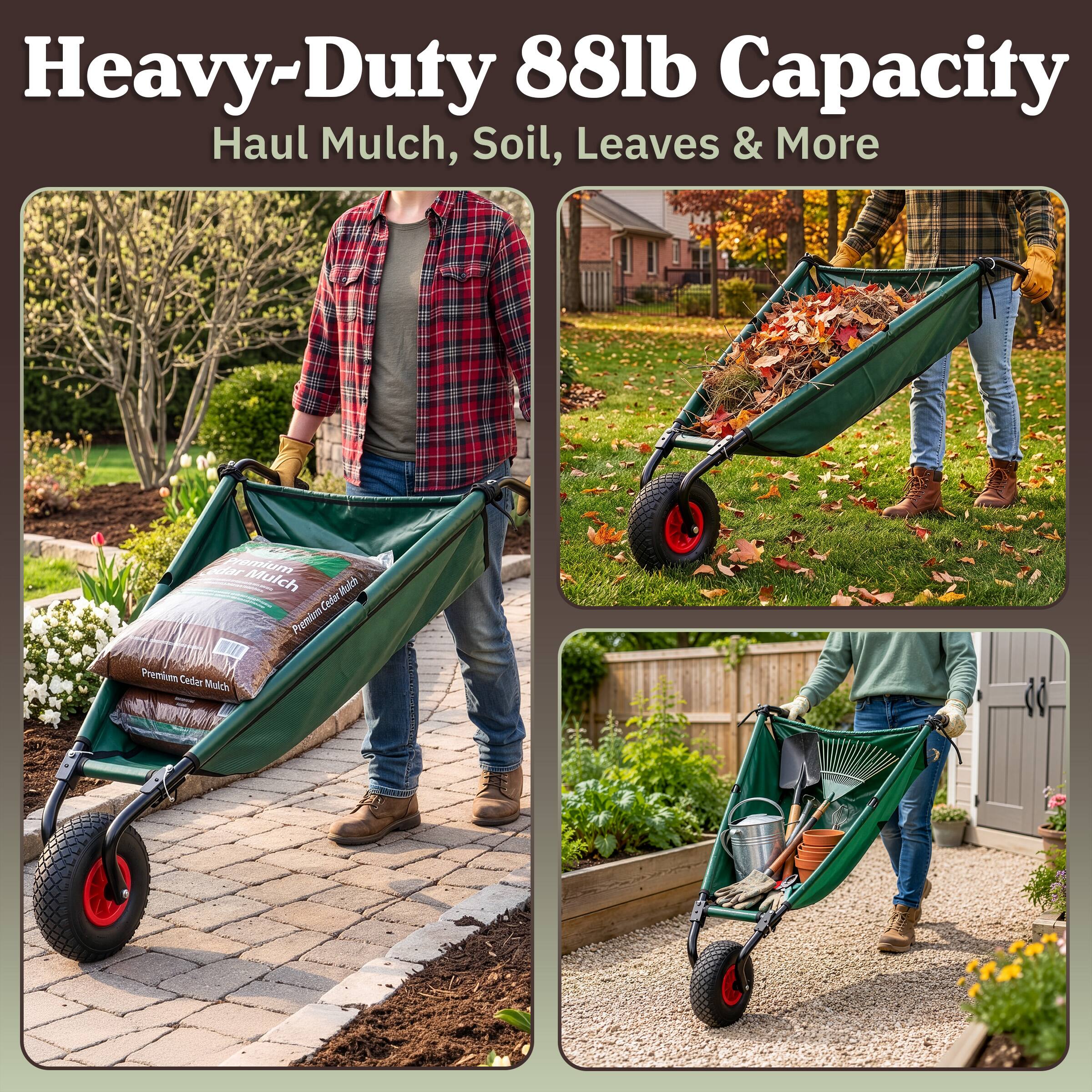 Heavy-Duty 88lb Capacity Haul Mulch, Soil, Leaves & More

Premium Cedar Mulch