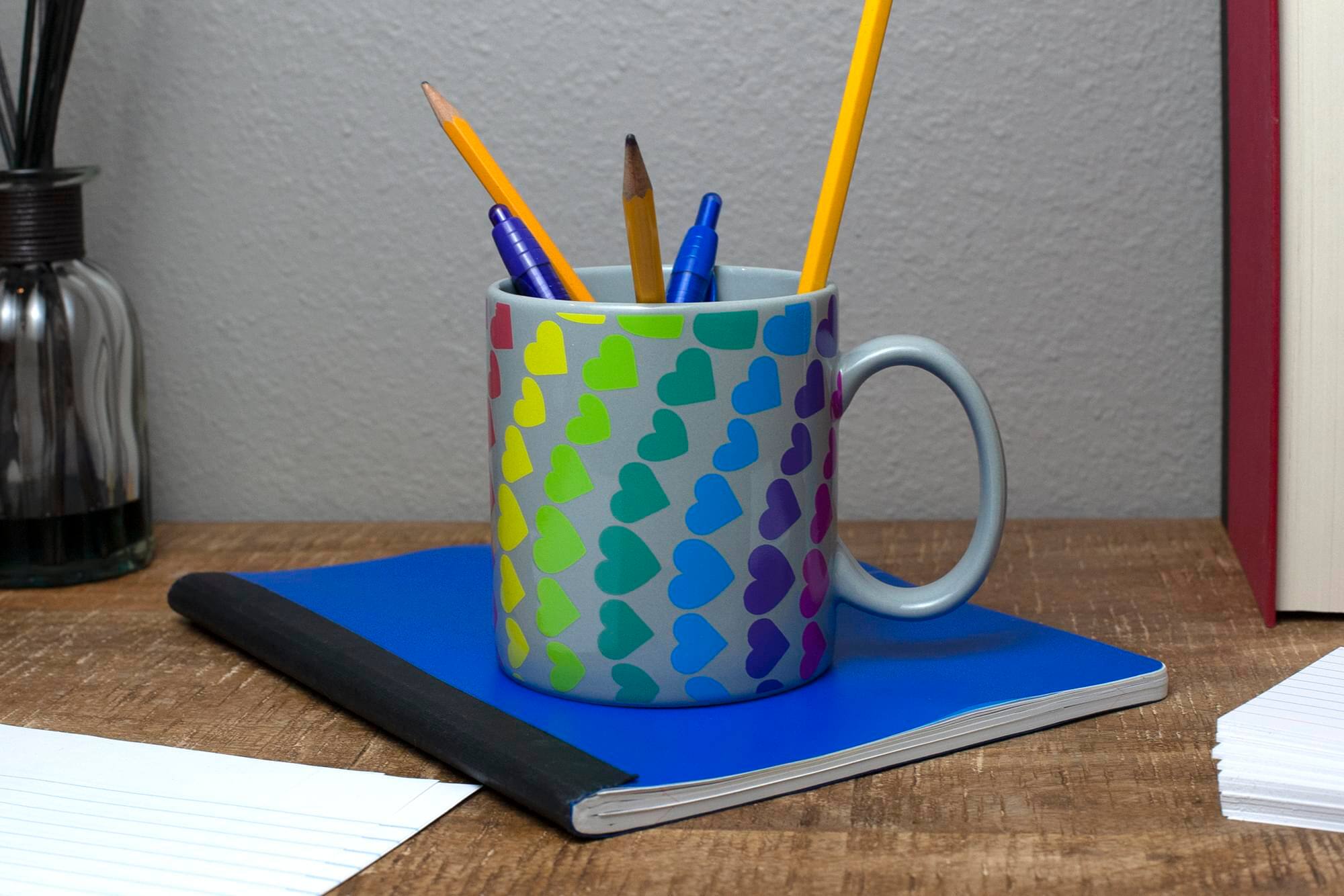 Alt View 3. Toynk - We Are In This Together Rainbow Window Hearts Ceramic Coffee Mug | 16 Ounces - Red.