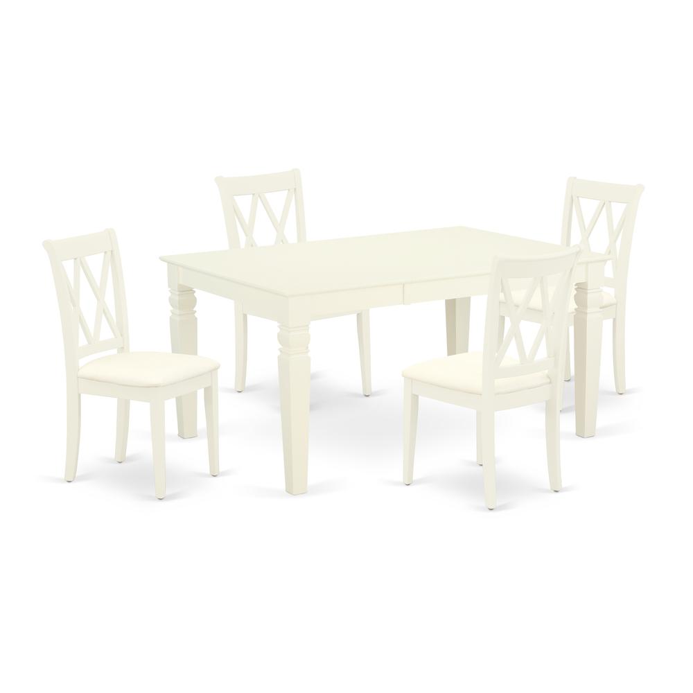 Back. East West Furniture - Dining Room Set Linen White - Brown.