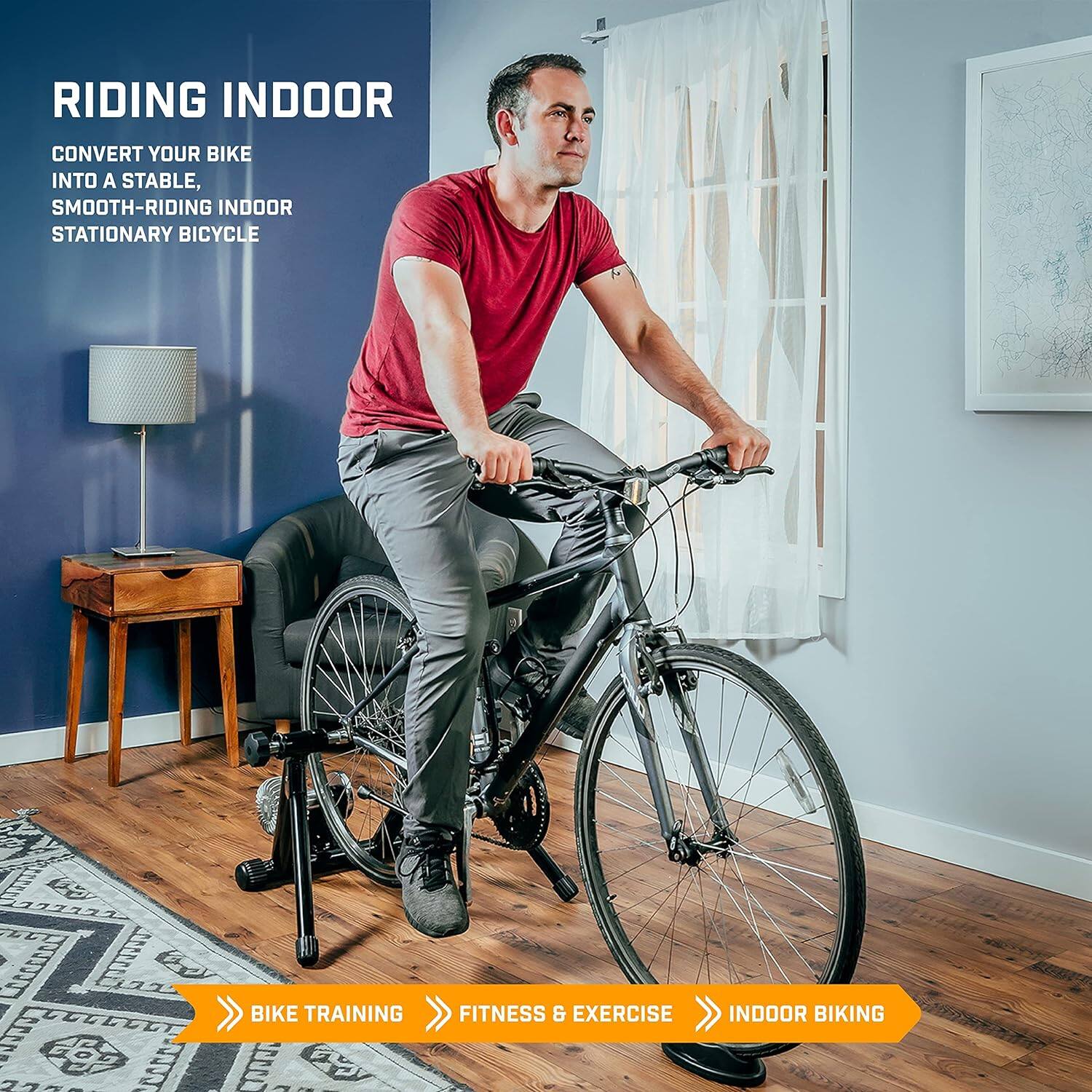 RIDING INDOOR
CONVERT YOUR BIKE INTO A STABLE, SMOOTH-RIDING INDOOR STATIONARY BICYCLE

Bike Training
Fitness & Exercise
Indoor Biking