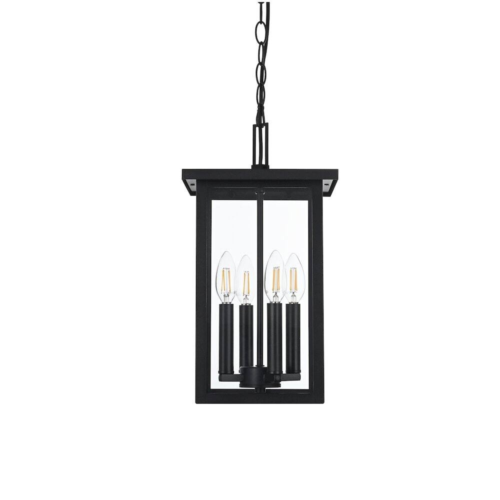 Left. Elegant Lighting - Sheridan 7 inch Outdoor Pendant in Black - Black.