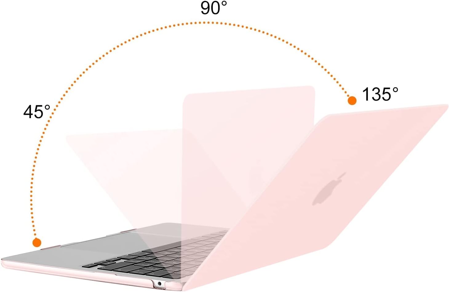 Back. mosiso - Case for 13-inch MacBook Air M5 A3449 M4 A3240 M3 A3113 M2 A2681 with Keyboard Cover Screen Protector and Pouch - Chalk Pink.