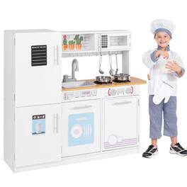 SlickBlue - Toddler Pretend Play Kitchen Toy with Stove for Boys and Girls Ages 3+ - White