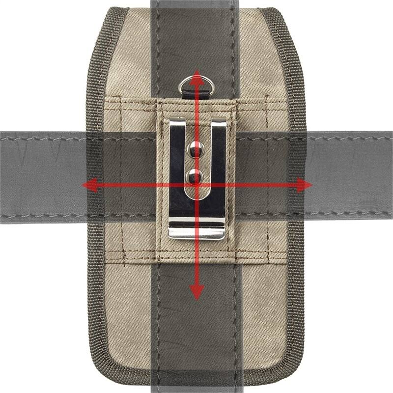 Alt View 2. LUXMO - LUXMO Medium Vertical Universal Phone Holster with Dual Card Slots - Light Brown Denim Fabric - Brown.