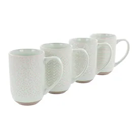 Gibson - Laurie Gates Madrina 4 Piece 19 Ounce Stoneware Assorted Designs Mug Set - Mint