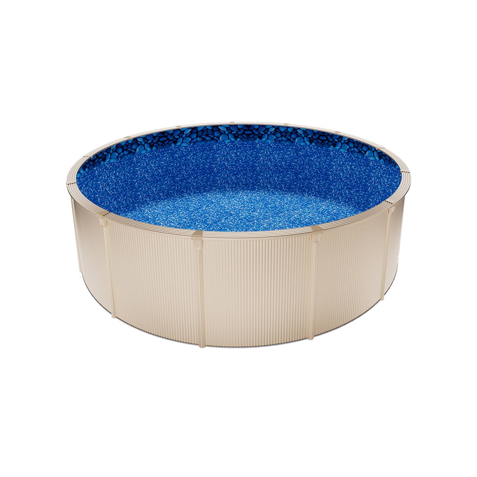 Alt View 5. VEVOR - 15ft Pool Liner, Round Overlap Swimming Pool Liner for 54 in Wall Height, Premium Vinyl, Easy Install - Boulder Swirl.