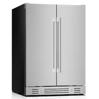 Yeego - 24 Inch Outdoor Wine and Beverage cooler Dual Zone wine Refrigerator 60 Can & 20 Bottle, 34-65°F Built-in - Stainless Steel