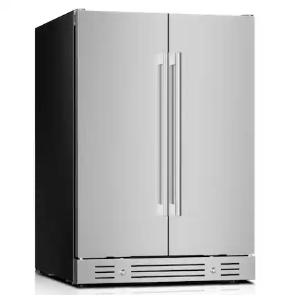 Front. Yeego - 24 Inch Outdoor Wine and Beverage cooler Dual Zone wine Refrigerator 60 Can & 20 Bottle, 34-65°F Built-in - Stainless Steel.