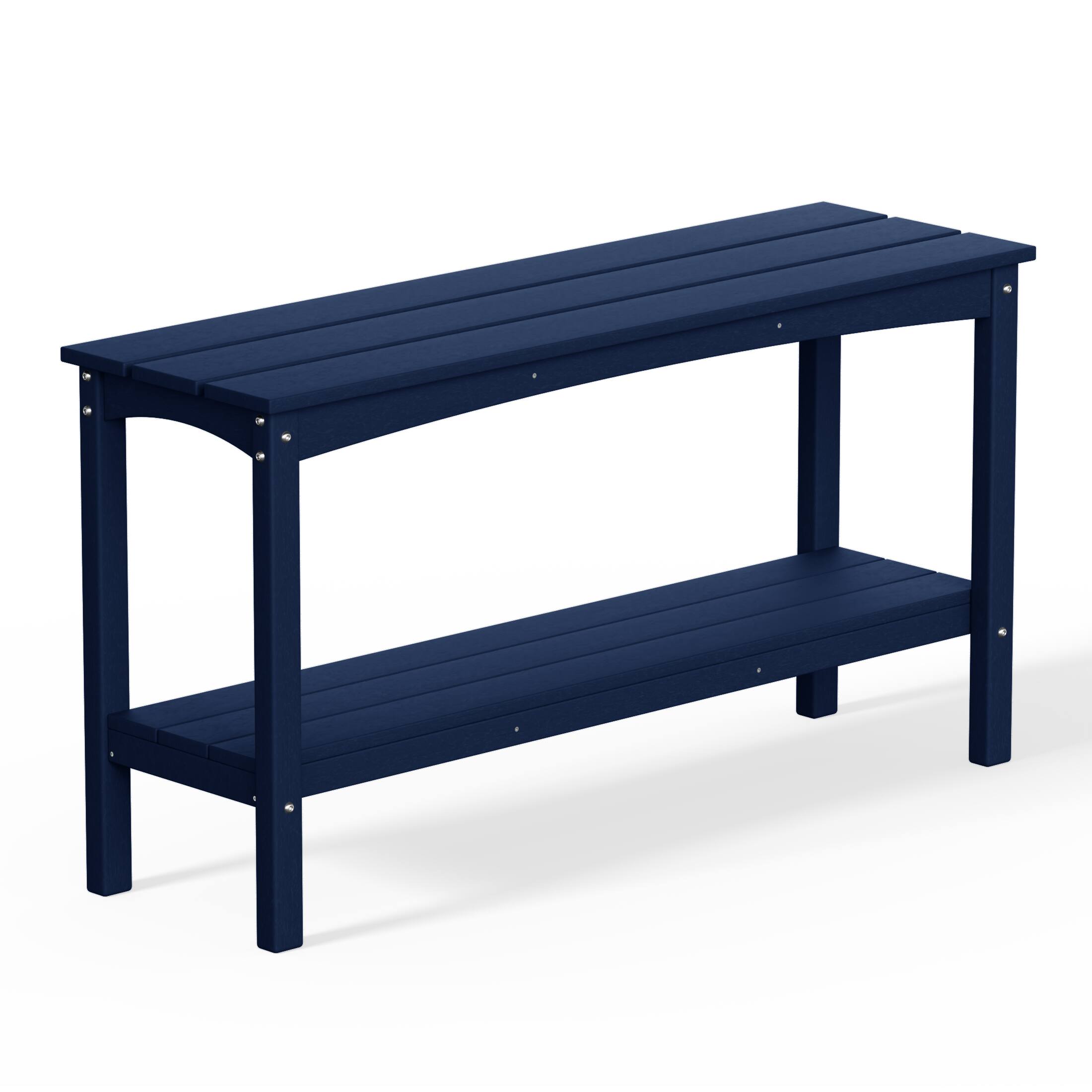 Left. WestinTrends - WestinTrends Malibu 55" Outdoor Patio HDPE Adirondack 2-Tier Shelf Console Table - Navy Blue.