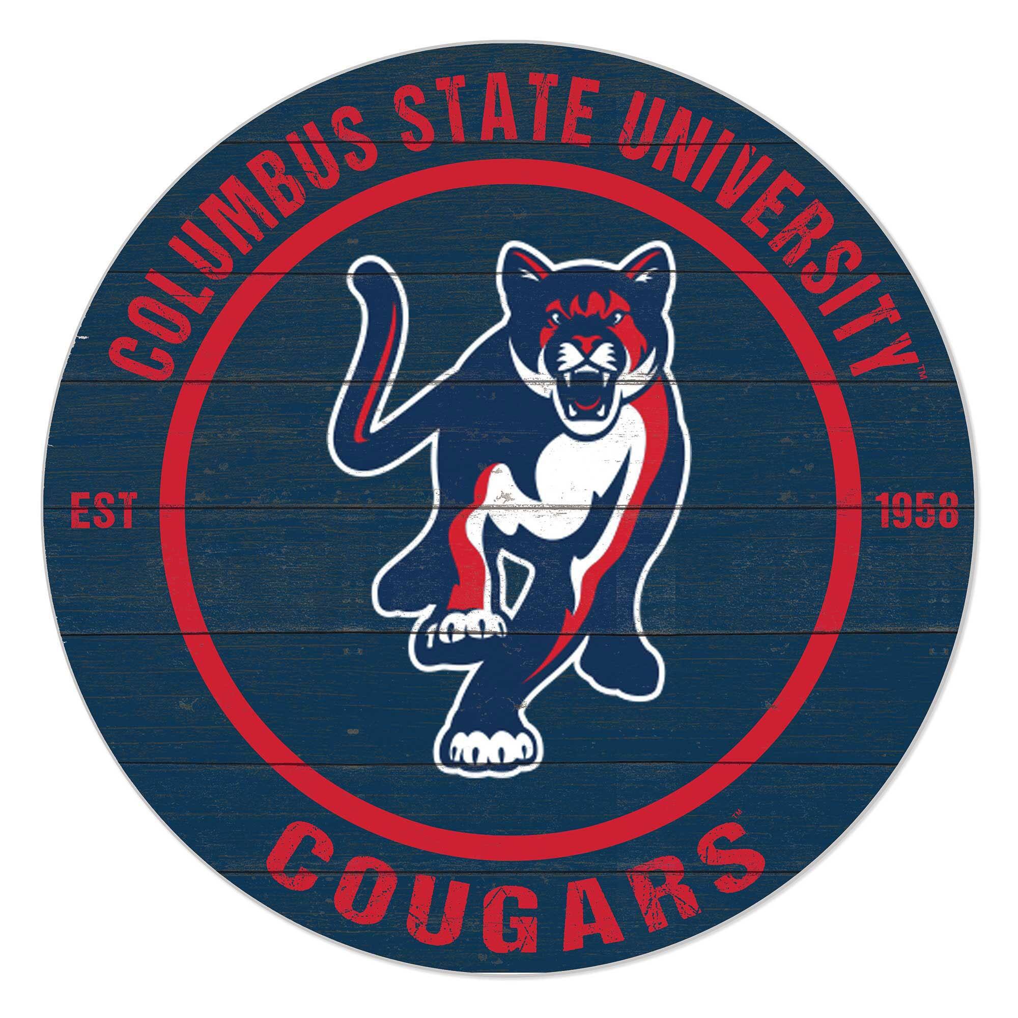 Columbus State Cougars 20" Indoor/Outdoor Team Color Circle Sign