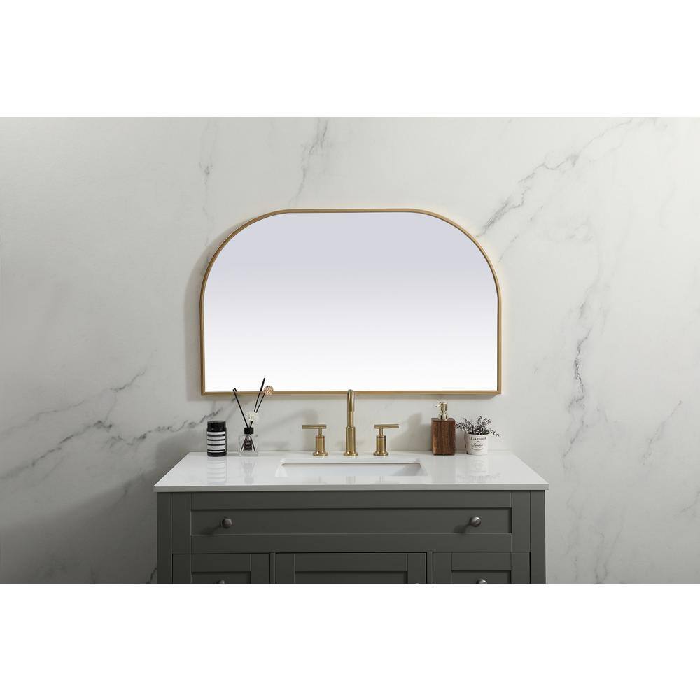 Alt View 3. Elegant Decor - Metal Frame Arch Mirror 39x24 Inch in Brass - Brass.