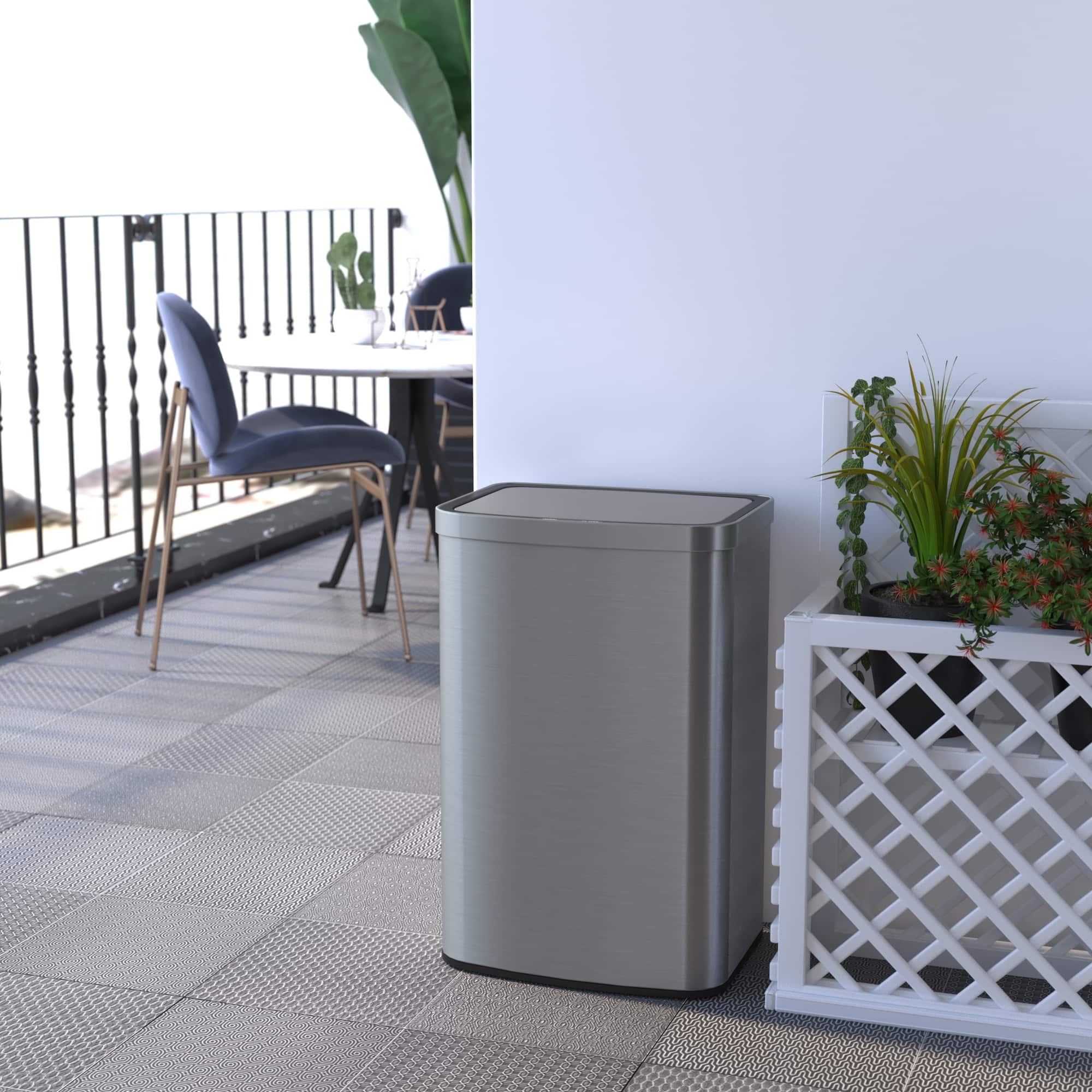 Alt View 2. Innovaze - 13.2 Gal./50 Liter Stainless Steel Rectangular Motion Sensor Trash Can for Kitchen - Sliver.