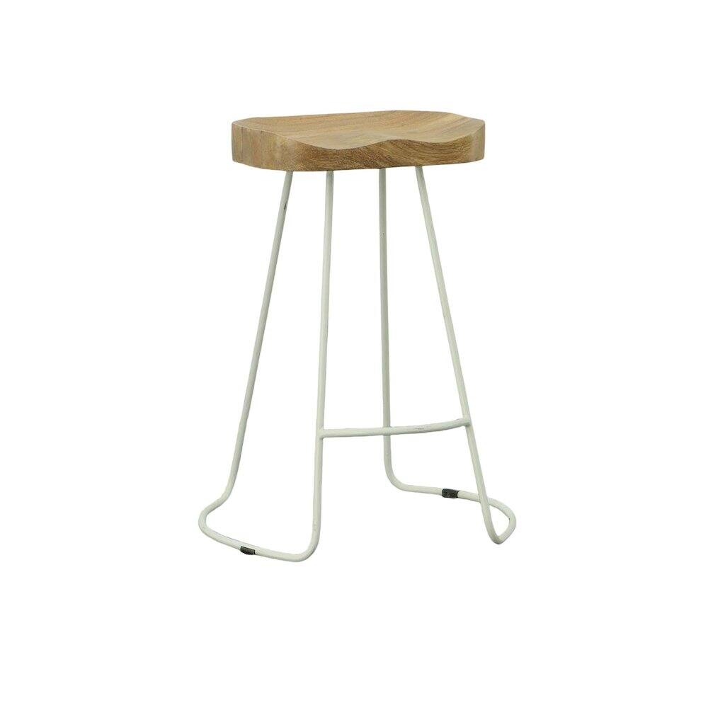 Alt View 8. Carolina Chair & Table - 25" Metal Base Saddle Seat Counter Stool - Set of 2 - Natural Seat - White Base - Natural, White.