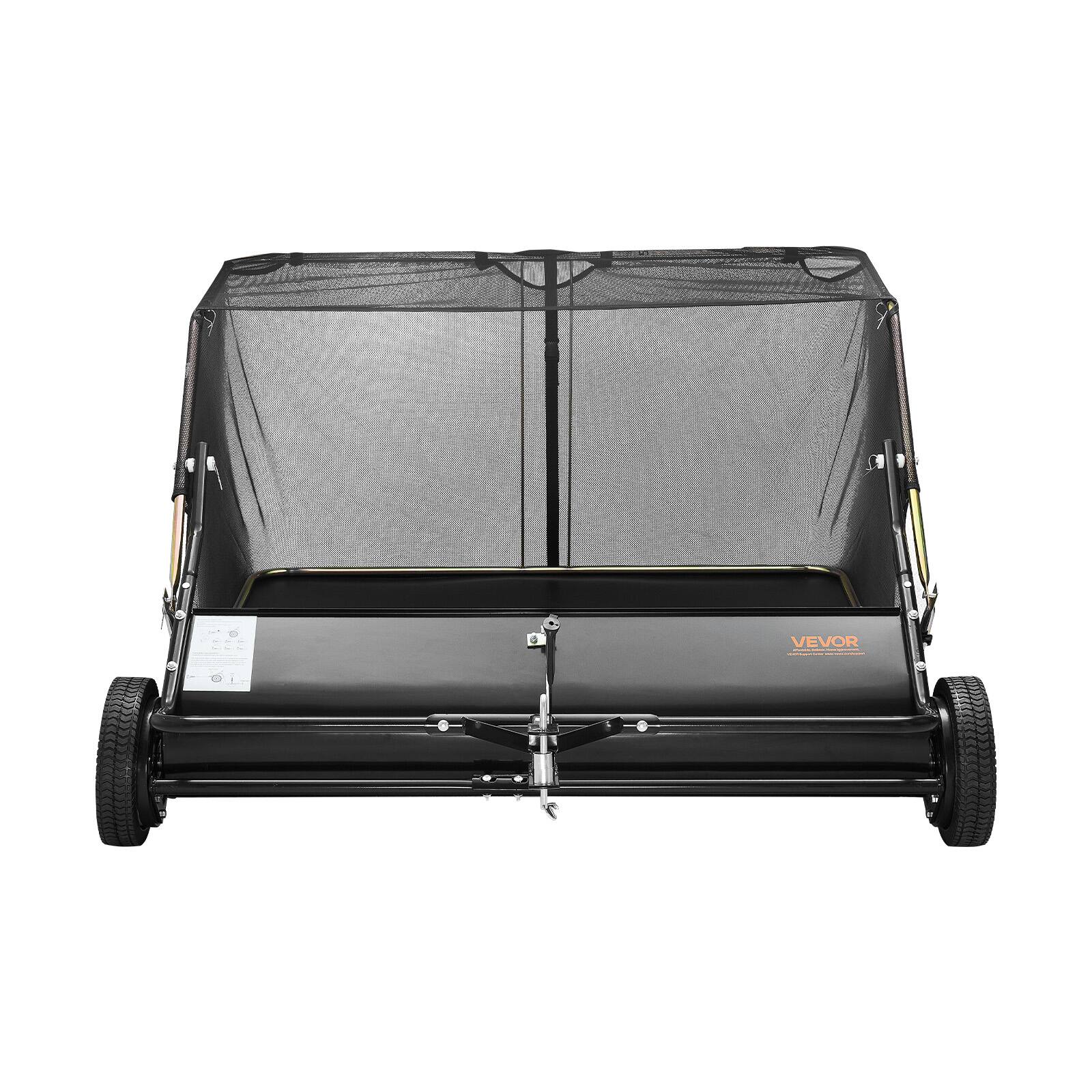 Alt View 5. VEVOR - Tow Behind Lawn Sweeper, 48 in Pull Behind Yard Sweeper, 26 cu. ft Hopper Bag Capacity, Leaf & Grass Collector - Black.