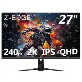 Z-Edge - UG27QS 27" 2K QHD 2560x1440 240Hz 1ms IPS Gaming Monitor, 400cd/m², HDMI x2, DisplayPort x2 - Black
