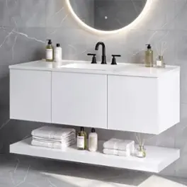 Loheer - 48 Inch Wall Mounted Bathroom Vanity Floating Vanity with Sink and 3 Drawers - White