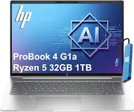 HP - Upgraded - ProBook 4 G1a 16" FHD+ Laptop - ProBook 465 - AI PC - AMD Ryzen 5 230 2025 - 32GB Memory - 1TB SSD - Backlit - Win 11Pro - Silver
