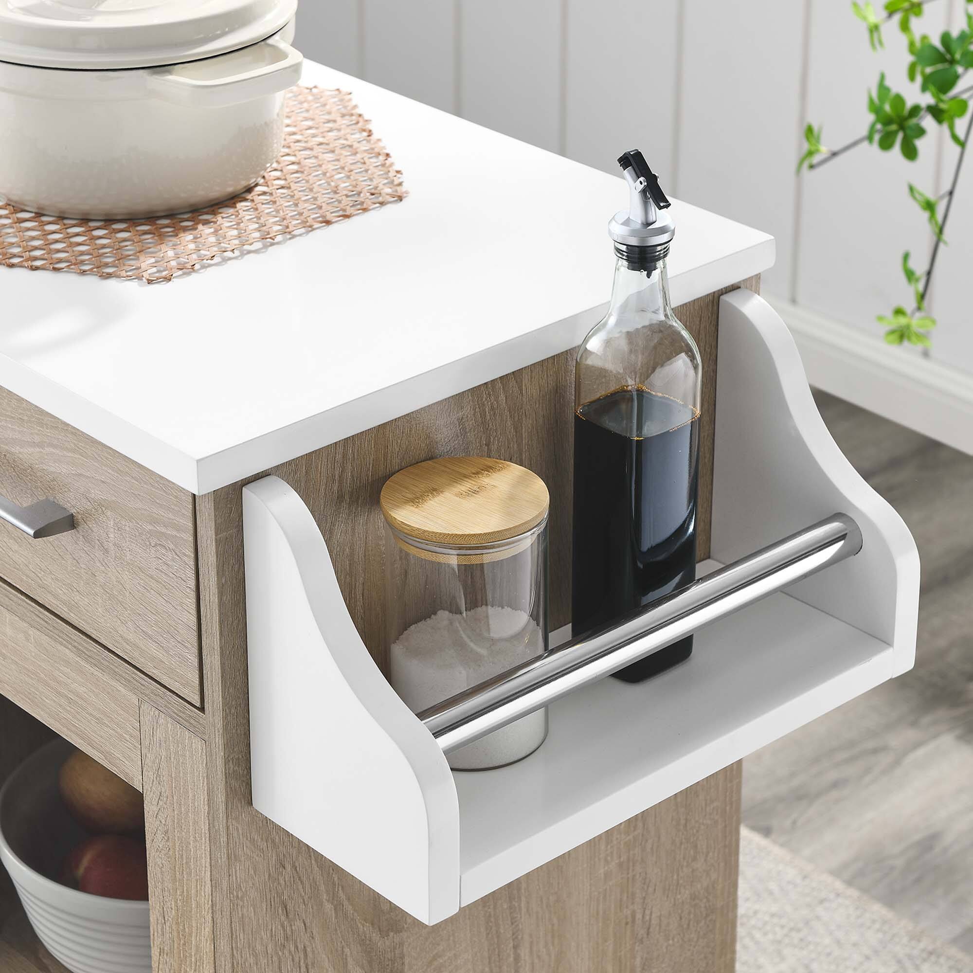 Alt View 1. Modway - Culinary Kitchen Cart With Spice Rack by Modway - Oak White.