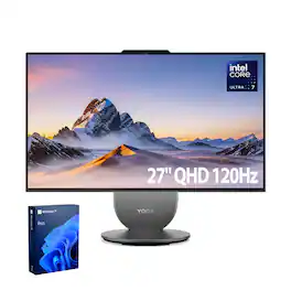 Lenovo - Upgraded - Yoga AIO 27" QHD All-in-One - Intel Core Ultra 7 255H - 16GB RAM 512GB SSD - Wireless Keyboard & Mouse - Gray