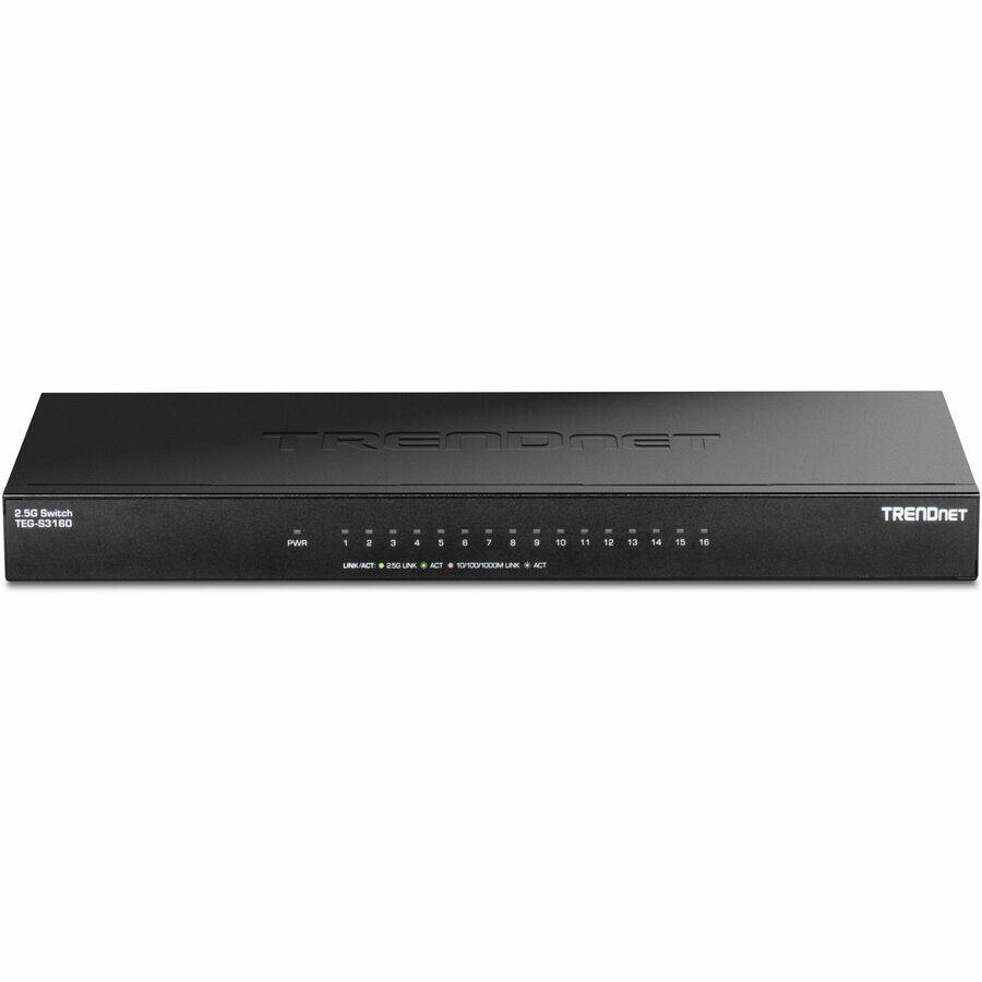 TRENDNET 2.5G Switch TEG-S3160

PWR 1 2 3 4 5 6 7 8 9 10 11 12 13 14 15 16

LINK/ACT * 2.5G LINK * 10/100/1000 LINK * ACT