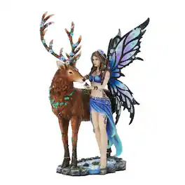 Pacific Trading - Decorative Companion Fairy Diantha with Stag Collectible Decorative Statue 10 inch