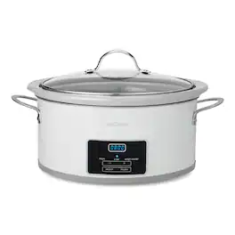 Betty Crocker - 6-quart Oval Digital Slow Cooker, Electric Cooking Pot With Lcd Digital Display - White