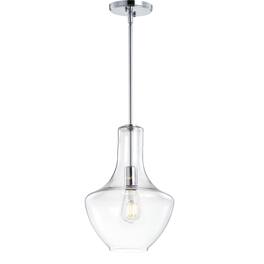 Jonathan Y - Watts 10.5" 1-Light Mid-Century Modern Iron/Glass LED Pendant - Chrome/Clear