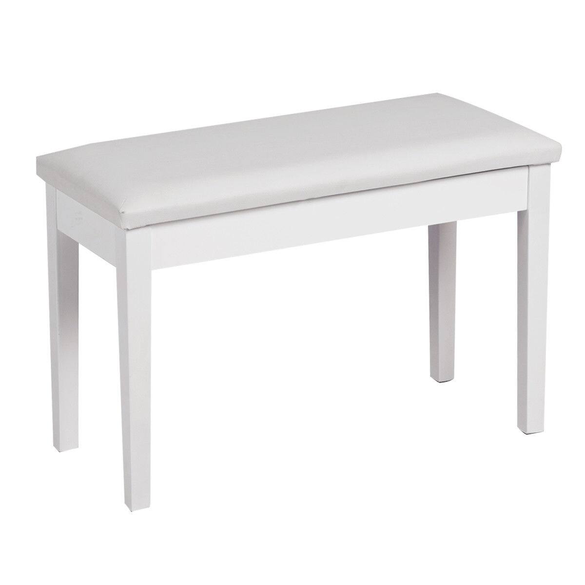 Alt View 4. Costway - Costway Solid Wood PU Leather Piano Bench Padded Double Duet Keyboard Seat Storage - White.