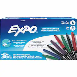 Expo - Wet Erase Markers Fine Ultra Fine Marker Point Erasable Assorted Ink 36 / Box