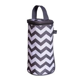 J.L. Childress - Breastmilk Cooler Bag with Ice Pack, Insulated & Leak Proof, Fits 1–2 Bottles - Grey Chevron
