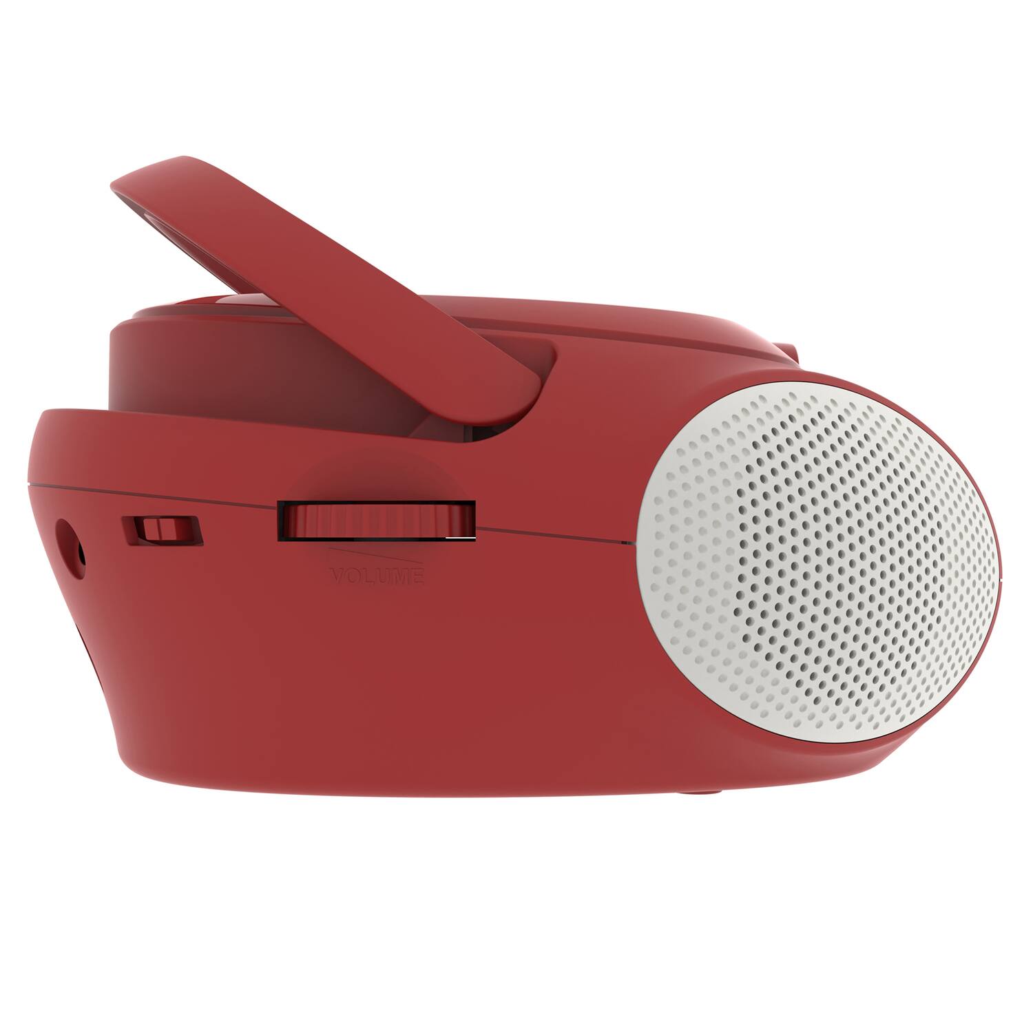 Alt View 3. Magnavox - 10W Portable CD Cassette AM/FM Radio Boom Box, Aux, Telescoping Antenna, Carry Handle, AC/Battery, MRCD6924 - Red.