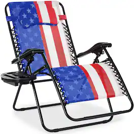 Best Choice Products - Oversized Zero Gravity Chair, Folding Outdoor Patio Recliner w/ Cup Holder - American Flag