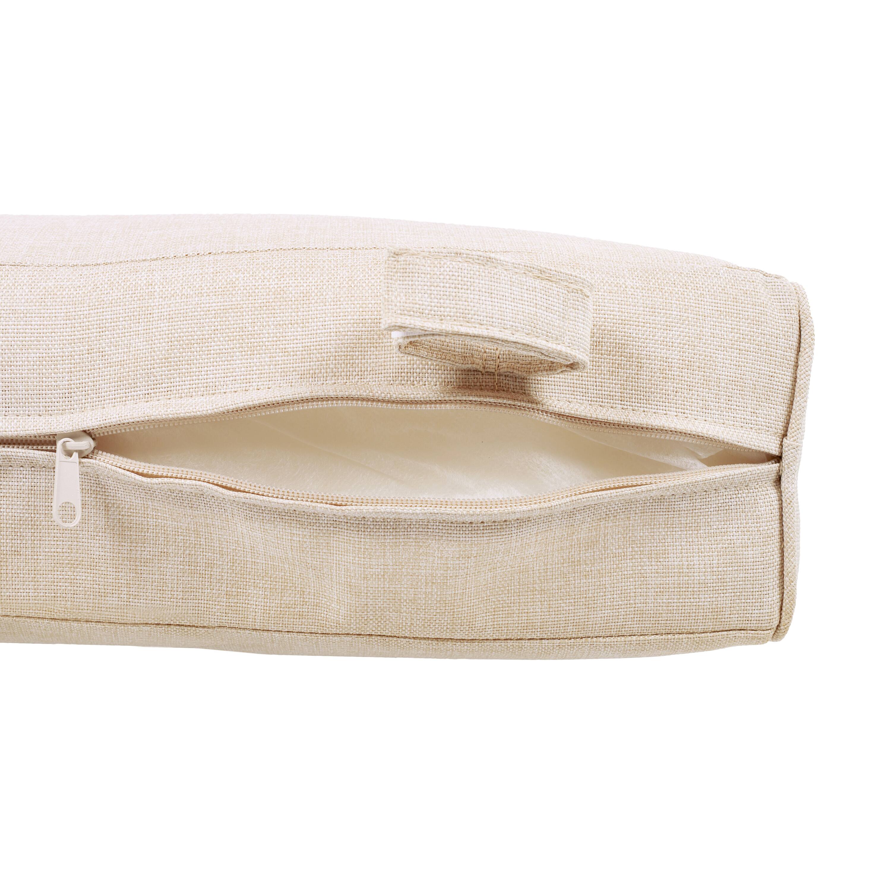 Alt View 6. Mondawe - Outdoor Club Chair with Cushion and Acacia Wood Frame - Beige+White.