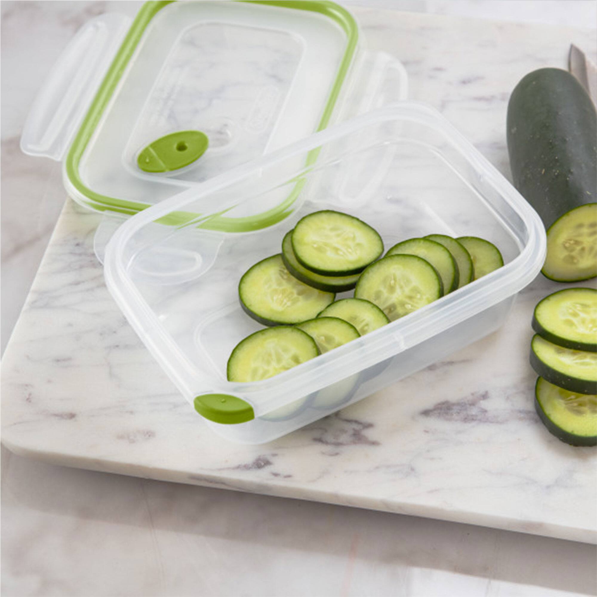 Sterilite - 3.1 Cup Rectangle Ultra-Seal Food Storage Container, Green (6 Pack) - Clear/Green lid - Thumbnail 4