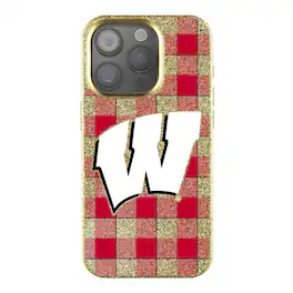Keyscaper - NCAA - Wisconsin Badgers Plaid Bling iPhone Case - 14 - Gold