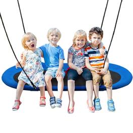 Costway - 60" Saucer Tree Swing Surf Outdoor Adjustable Kids Giant Oval Platform Swing Set - Blue