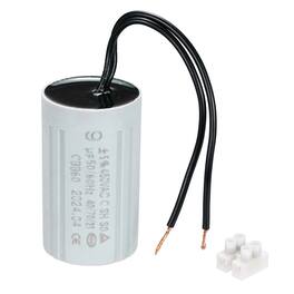 Unique Bargains - 9uF CBB60 Running Capacitor, AC 450V 2 Wires 50/60Hz Cylinder 60x35mm for Water Pumps, Washing Machines - Gray