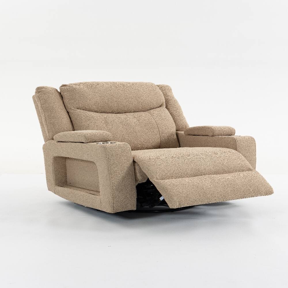 Alt View 2. Ropilly - Ropilly Extra Wide Power Recliner Velvet Massage Chair with Swivel and Heat - Camel.