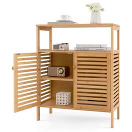 Ecooso - Bamboo Freestanding Bathroom Storage Cabinet with Shutter Doors and Shelf - Natural