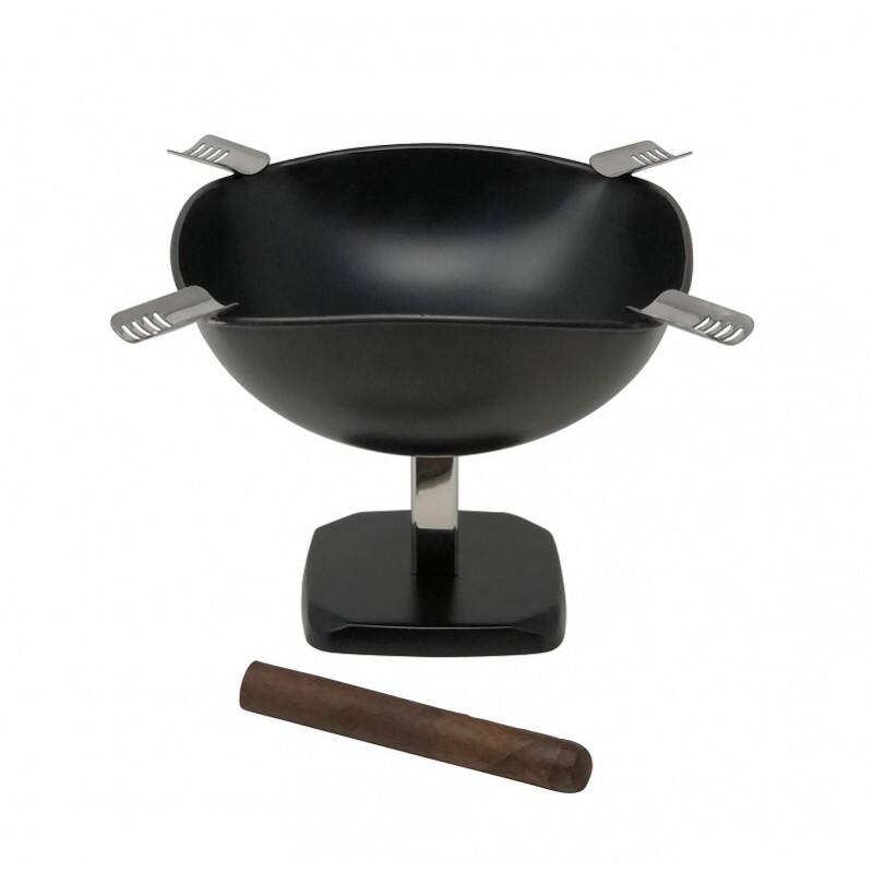 Alt View 2. Prestige - Smokin Ash' Raised Quadrangle Cigar Ashtray (Black Matte) - Powder Coat Matte Black.