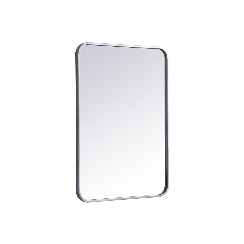 Alt View 1. Elegant Decor - Soft corner metal rectangular mirror 22x30 inch in Silver - Silver.