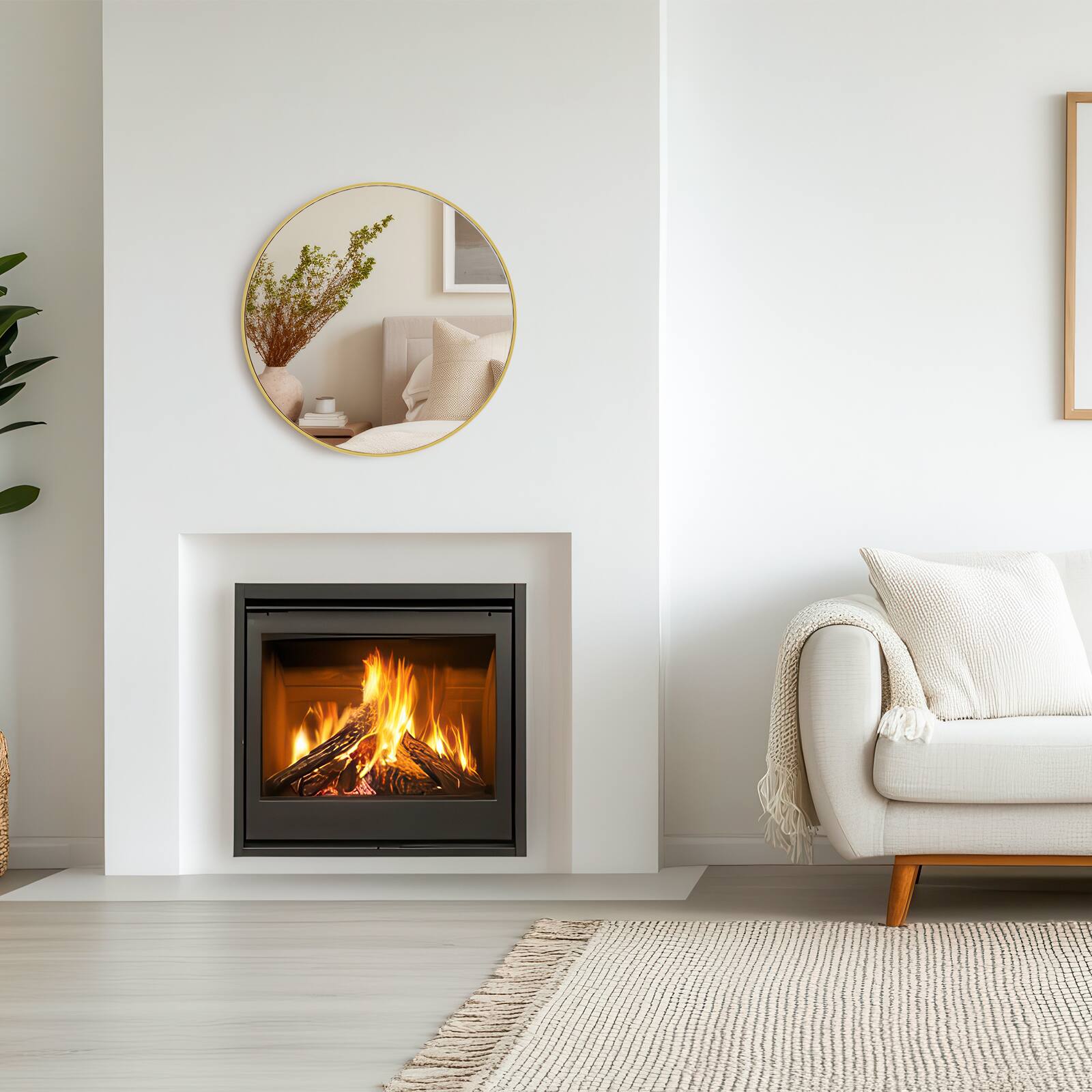 Alt View 1. PexFix - Round Bathroom Mirror, Shatterproof with HD Glass, Aluminum Frame for Wall & Vanity - Gold.