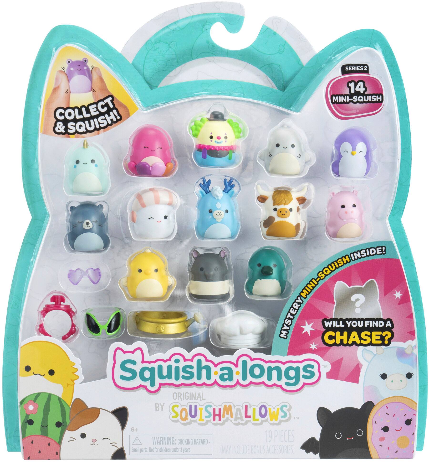 Series 2 Collect Squish! & 14 Mini-Squish Inside! Mini-Squish Mystery Chase? Will you find a M Squish a longs Original by Squishmallows Im 6+ Warning: Choking Hazard 19 Pieces Small parts not for children under 3 years. May include bonus accessories.